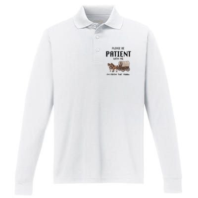 Please Be Patient With Me IM From The 1900s Vintage Performance Long Sleeve Polo