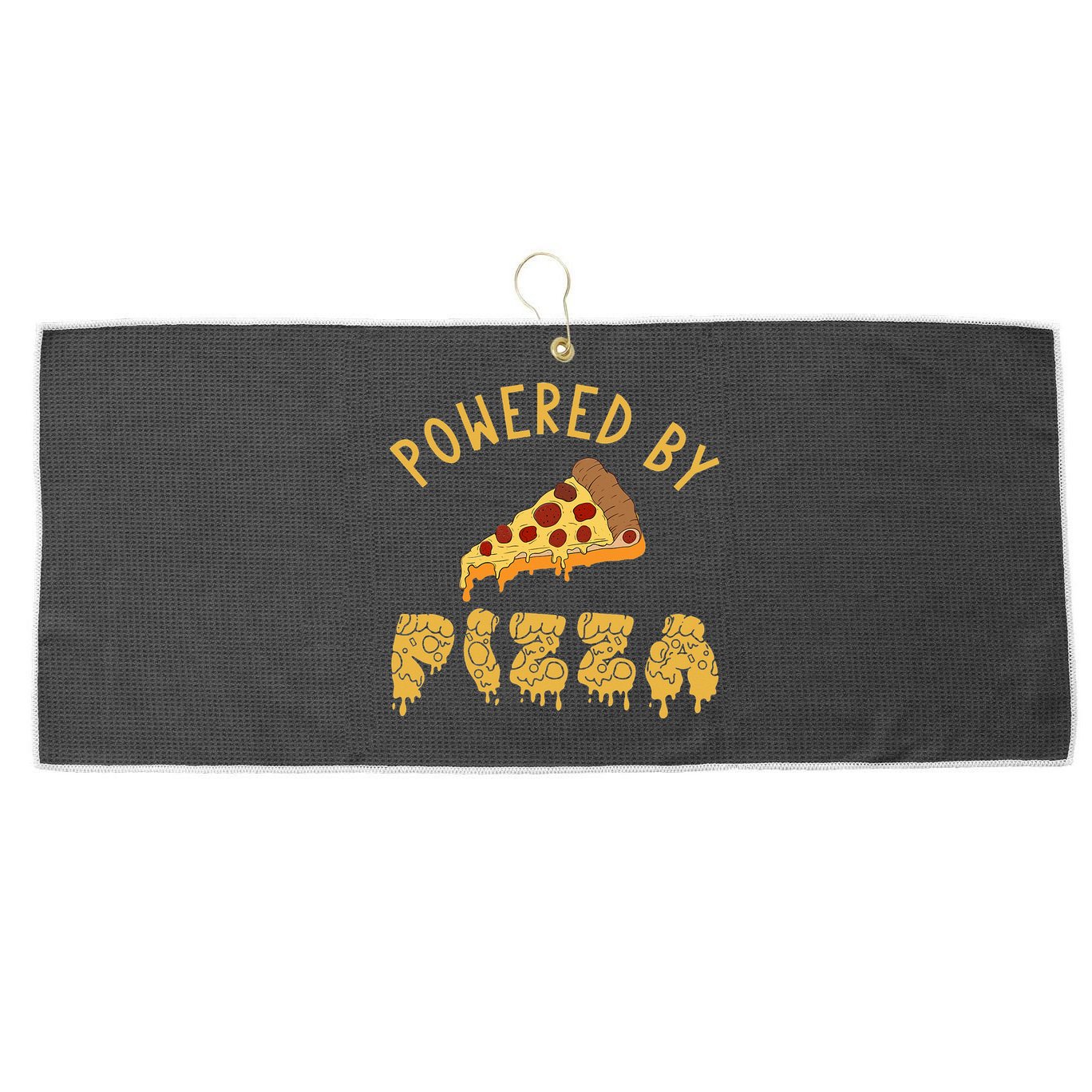 Powered By Pizza Funny Food Lover Snack Italian Food Lover Large Microfiber Waffle Golf Towel