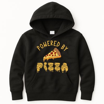 Powered By Pizza Funny Food Lover Snack Italian Food Lover Kids Hoodie