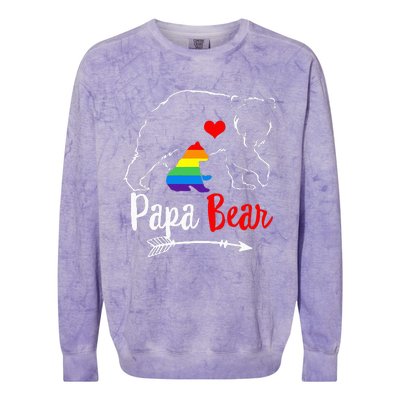 Papa Bear Proud Dad Daddy Ally LGBTQ Rainbow Flag Human Colorblast Crewneck Sweatshirt