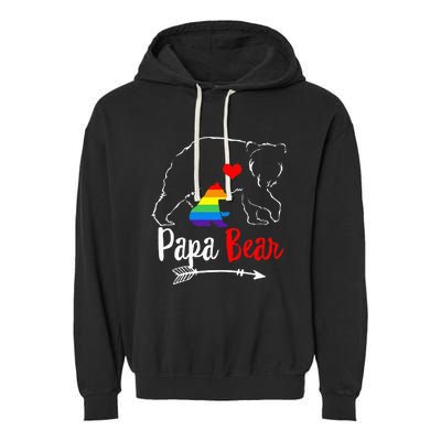 Papa Bear Proud Dad Daddy Ally LGBTQ Rainbow Flag Human Garment-Dyed Fleece Hoodie