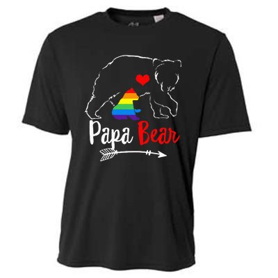 Papa Bear Proud Dad Daddy Ally LGBTQ Rainbow Flag Human Cooling Performance Crew T-Shirt