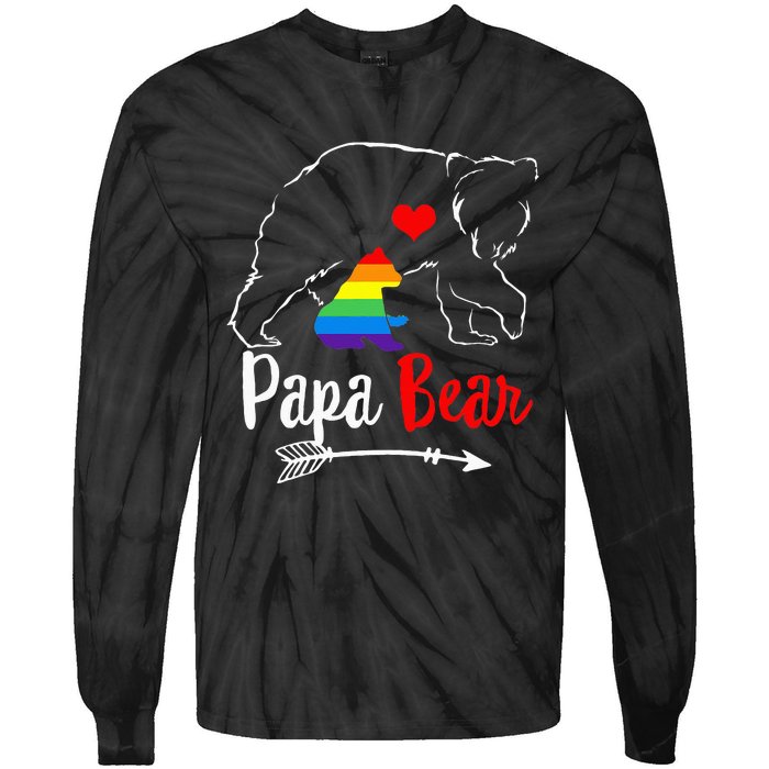 Papa Bear Proud Dad Daddy Ally LGBTQ Rainbow Flag Human Tie-Dye Long Sleeve Shirt