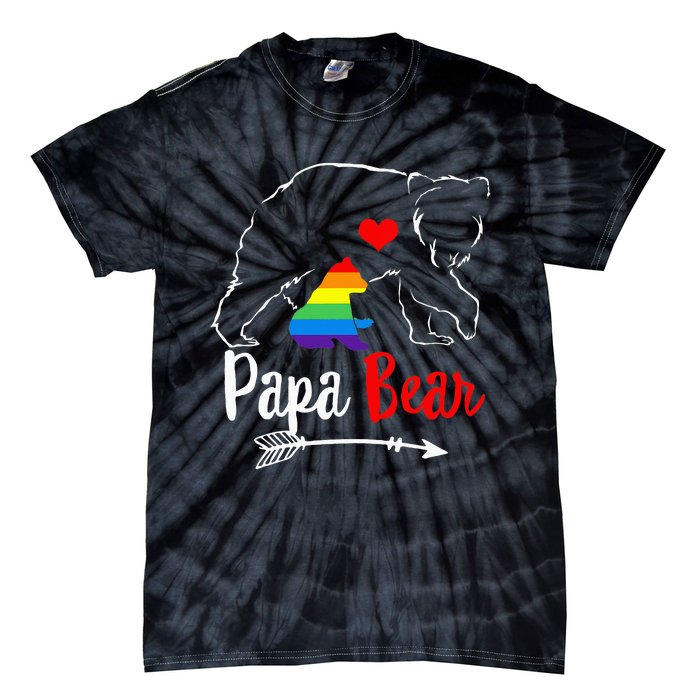 Papa Bear Proud Dad Daddy Ally LGBTQ Rainbow Flag Human Tie-Dye T-Shirt