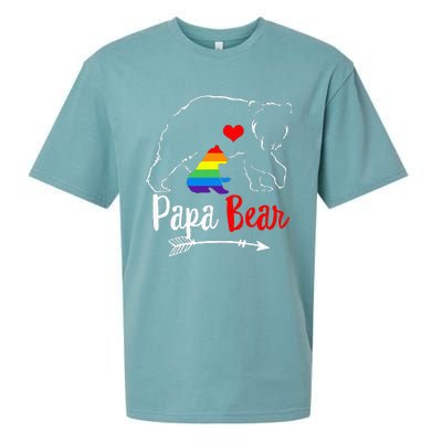 Papa Bear Proud Dad Daddy Ally LGBTQ Rainbow Flag Human Sueded Cloud Jersey T-Shirt