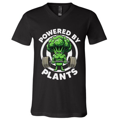 Powered By Plants Vegan Athlete Vegan Gym Vegan Bodybuilding V-Neck T-Shirt