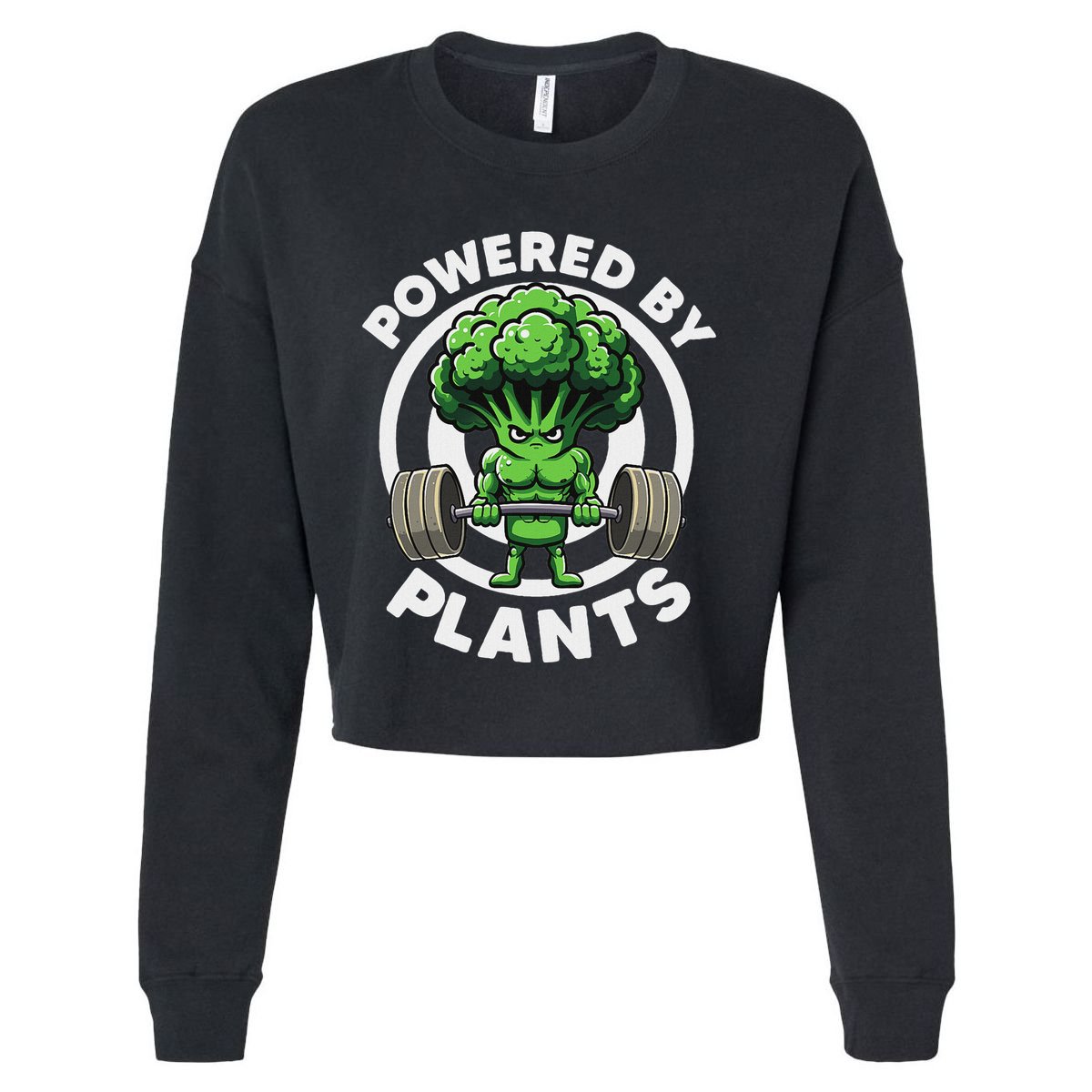 Powered By Plants Vegan Athlete Vegan Gym Vegan Bodybuilding Cropped Pullover Crew