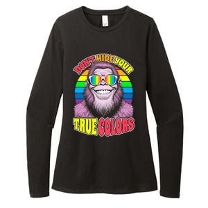 Pride Bigfoot Pink DonT Hide Your True Colors Rainbow Great Gift Womens CVC Long Sleeve Shirt