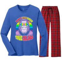 Pride Bigfoot Pink DonT Hide Your True Colors Rainbow Great Gift Women's Long Sleeve Flannel Pajama Set 