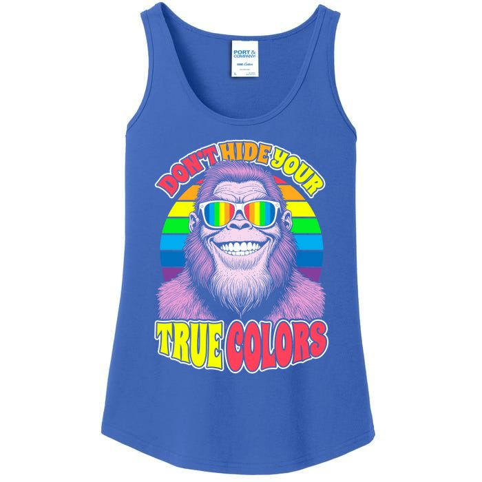 Pride Bigfoot Pink DonT Hide Your True Colors Rainbow Great Gift Ladies Essential Tank