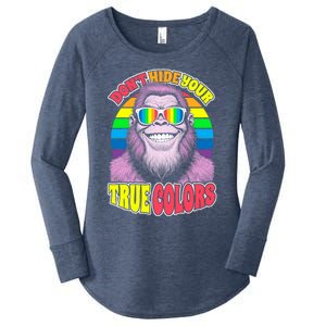 Pride Bigfoot Pink DonT Hide Your True Colors Rainbow Great Gift Women's Perfect Tri Tunic Long Sleeve Shirt