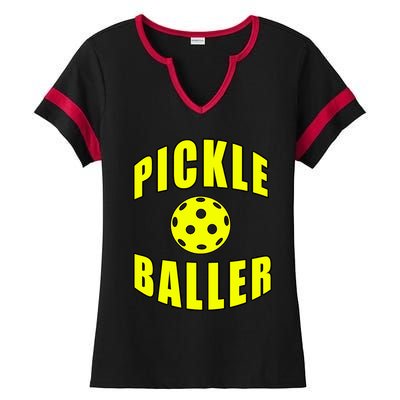 Pickle Baller Pickleball Player Design Ladies Halftime Notch Neck Tee