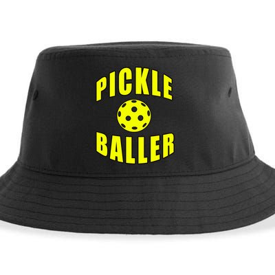 Pickle Baller Pickleball Player Design Sustainable Bucket Hat
