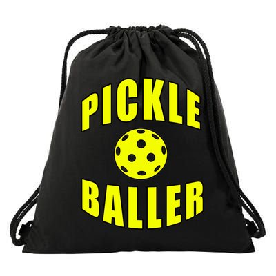 Pickle Baller Pickleball Player Design Drawstring Bag