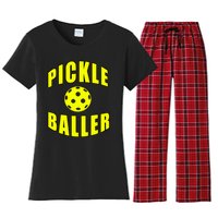 Pickle Baller Pickleball Player Design Women's Flannel Pajama Set