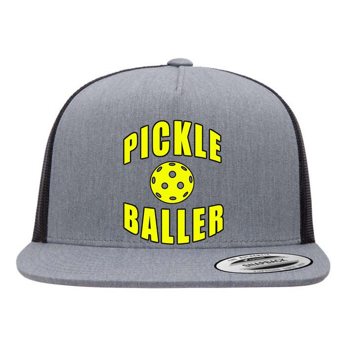 Pickle Baller Pickleball Player Design Flat Bill Trucker Hat