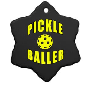 Pickle Baller Pickleball Player Design Ceramic Star Ornament