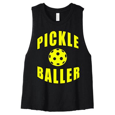 Pickle Baller Pickleball Player Design Women's Racerback Cropped Tank