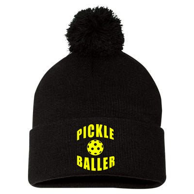 Pickle Baller Pickleball Player Design Pom Pom 12in Knit Beanie