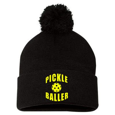 Pickle Baller Pickleball Player Design Pom Pom 12in Knit Beanie