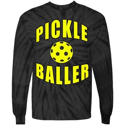 Pickle Baller Pickleball Player Design Tie-Dye Long Sleeve Shirt