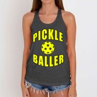 Pickle Baller Pickleball Player Design Women's Knotted Racerback Tank