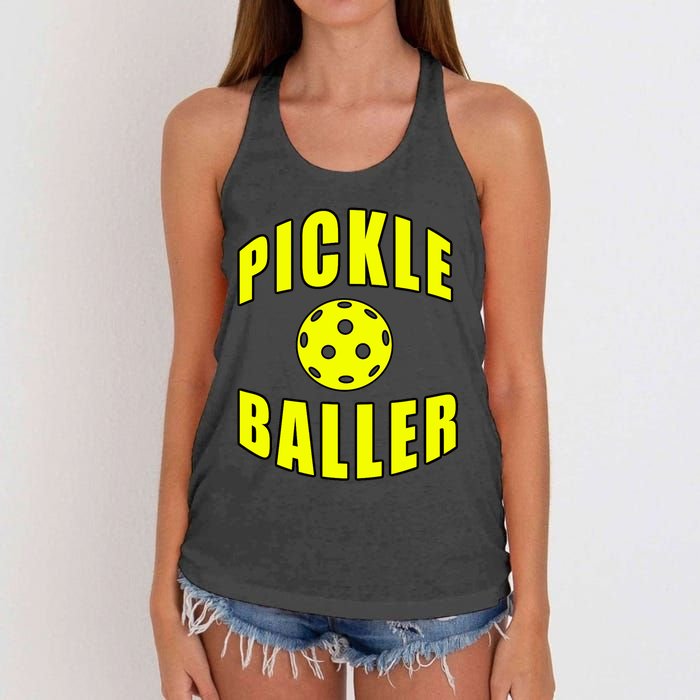 Pickle Baller Pickleball Player Design Women's Knotted Racerback Tank