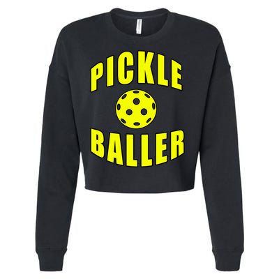 Pickle Baller Pickleball Player Design Cropped Pullover Crew