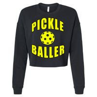 Pickle Baller Pickleball Player Design Cropped Pullover Crew
