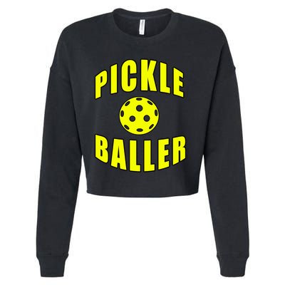 Pickle Baller Pickleball Player Design Cropped Pullover Crew