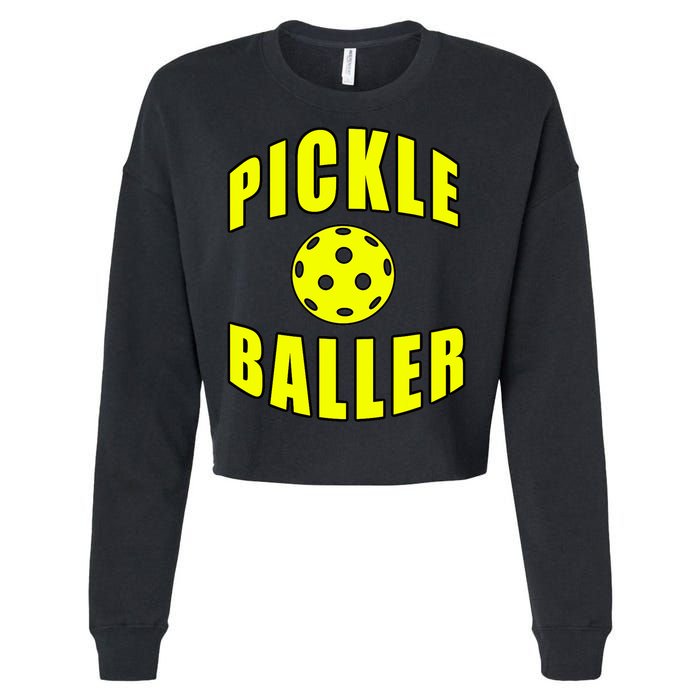 Pickle Baller Pickleball Player Design Cropped Pullover Crew