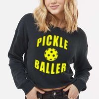 Pickle Baller Pickleball Player Design Cropped Pullover Crew