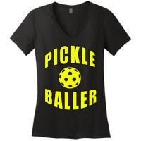 Pickle Baller Pickleball Player Design Women's V-Neck T-Shirt