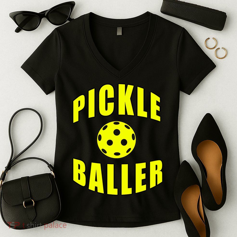 Pickle Baller Pickleball Player Design Women's V-Neck T-Shirt