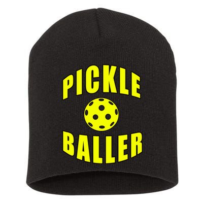 Pickle Baller Pickleball Player Design Short Acrylic Beanie