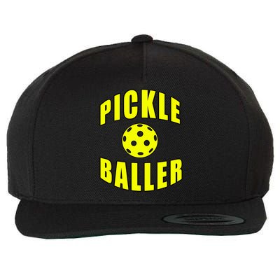 Pickle Baller Pickleball Player Design Wool Snapback Cap