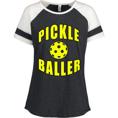 Pickle Baller Pickleball Player Design Enza Ladies Jersey Colorblock Tee