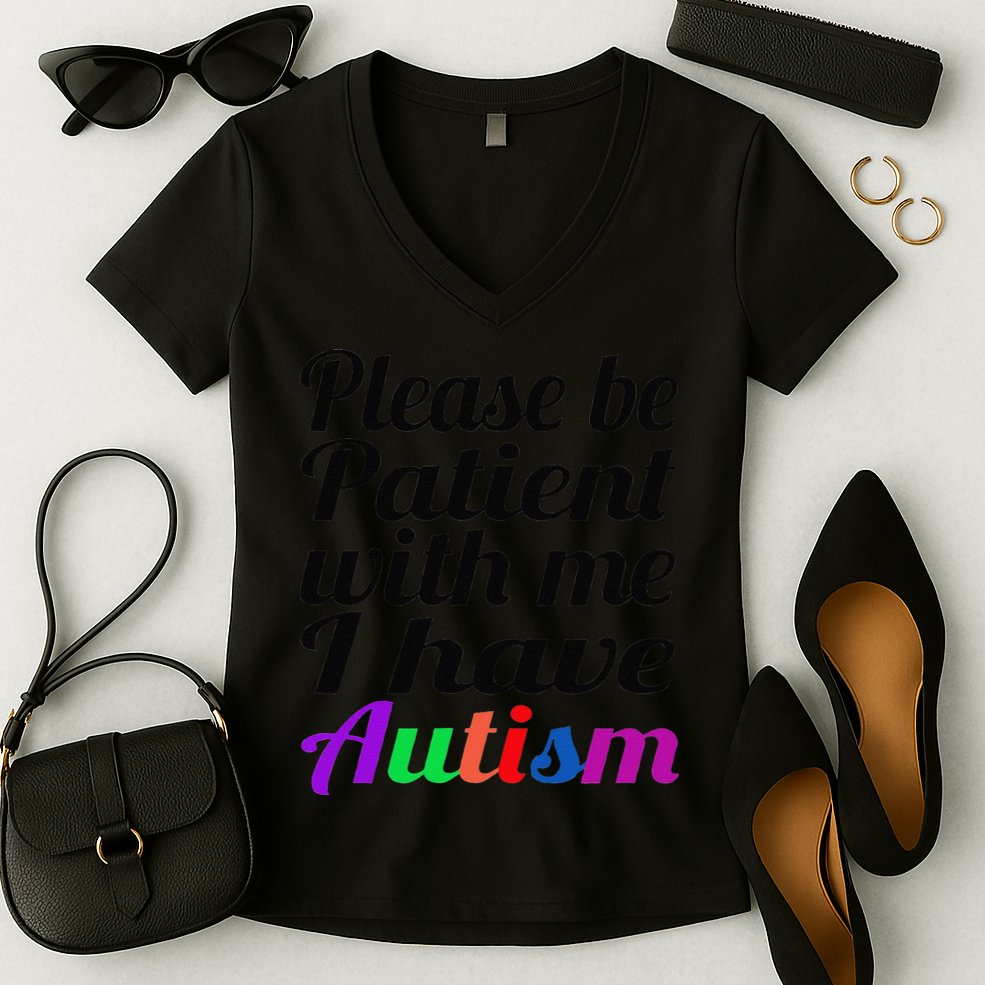Please Be Patient With Me I Have Autism Women's V-Neck T-Shirt