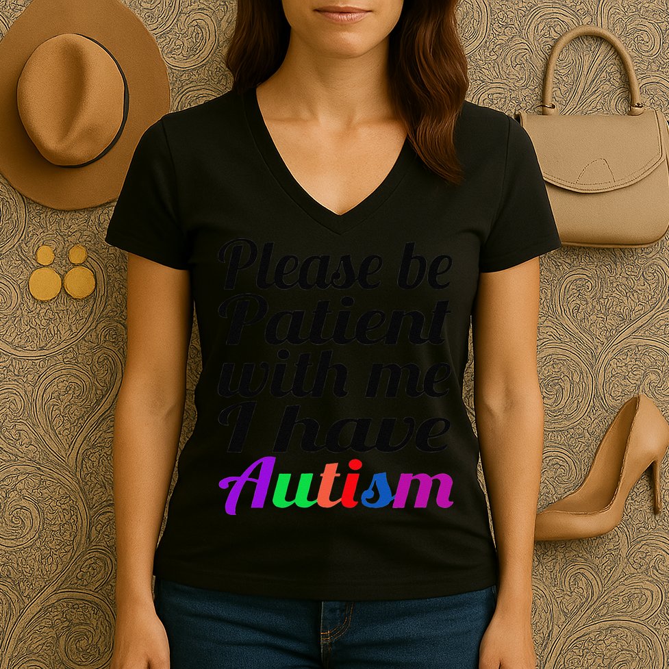 Please Be Patient With Me I Have Autism Women's V-Neck T-Shirt