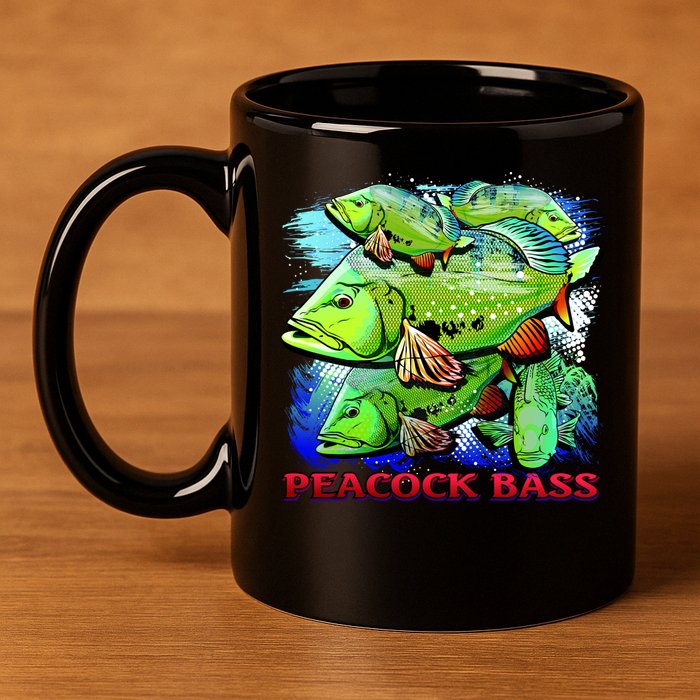 Peacock Bass 11oz C Handle Ceramic Mug