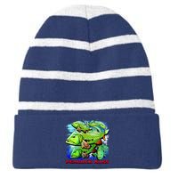 Peacock Bass Striped Beanie with Solid Band