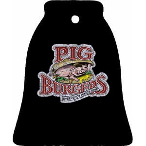 Pig Burgers Ceramic Bell Ornament