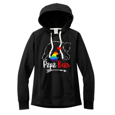 Papa Bear Proud Dad Daddy Ally LGBTQ Rainbow Flag Human Women's Fleece Hoodie