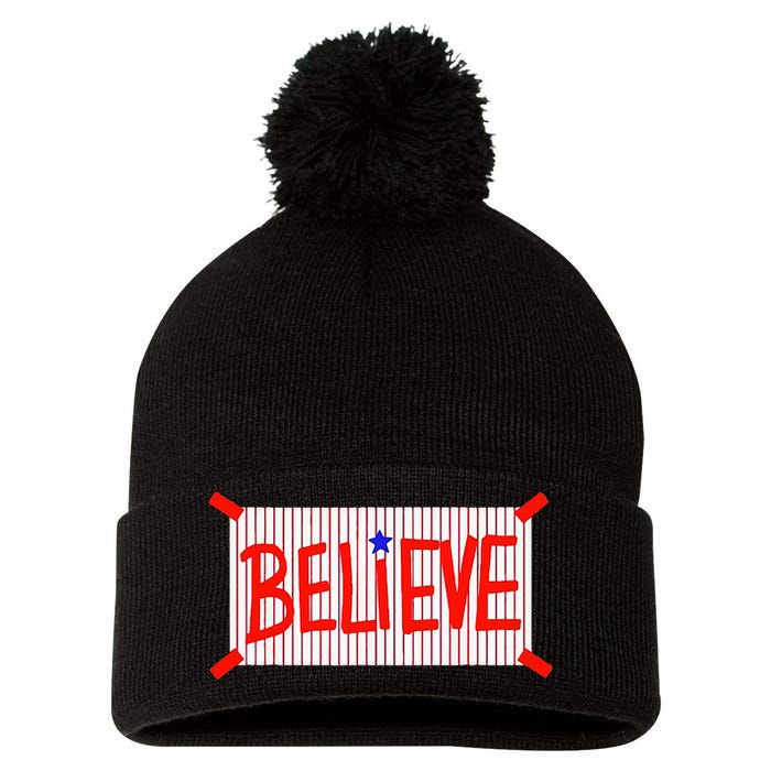 Philly Believe Pom Pom 12in Knit Beanie