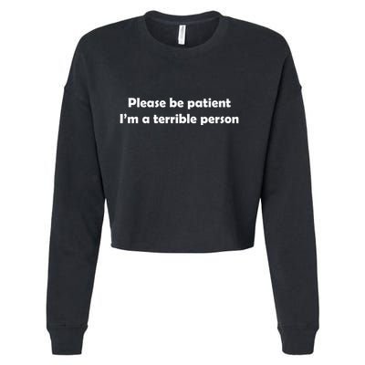 Please Be Patient I'm A Terrible Person Funny Cropped Pullover Crew