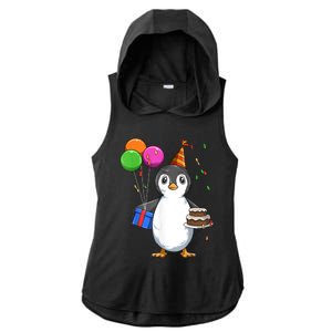 Penguin Birthday Penguin Birthday Party Penguin Theme Ladies PosiCharge Tri-Blend Wicking Draft Hoodie Tank