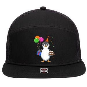 Penguin Birthday Penguin Birthday Party Penguin Theme 7 Panel Mesh Trucker Snapback Hat