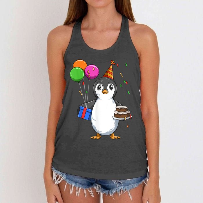 Penguin Birthday Penguin Birthday Party Penguin Theme Women's Knotted Racerback Tank