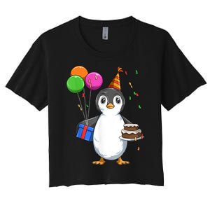 Penguin Birthday Penguin Birthday Party Penguin Theme Women's Crop Top Tee