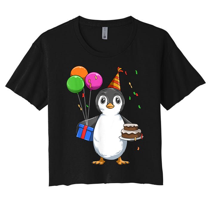 Penguin Birthday Penguin Birthday Party Penguin Theme Women's Crop Top Tee